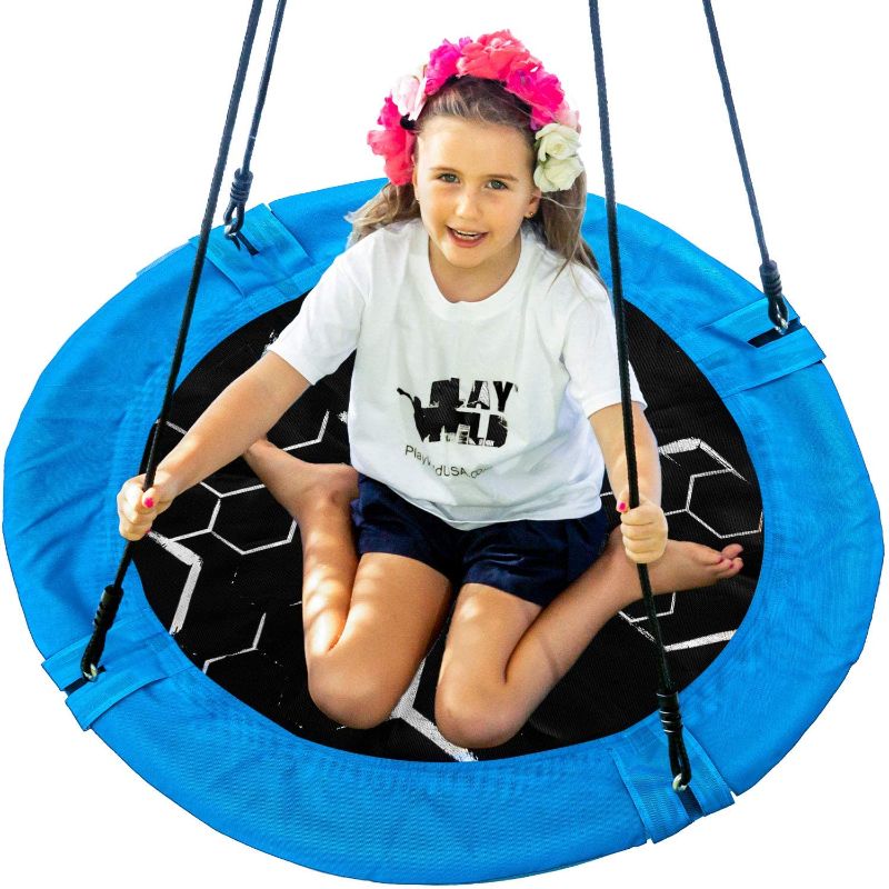 Photo 1 of Saucer Tree Swing - 40" Round Outdoor Swing Set - NEW Improved 2020 - Attaches to Trees or Existing Swing Sets - Create Your Own Backyard Playground - Adjustable Hanging Ropes - Kids, Adults and Teens
