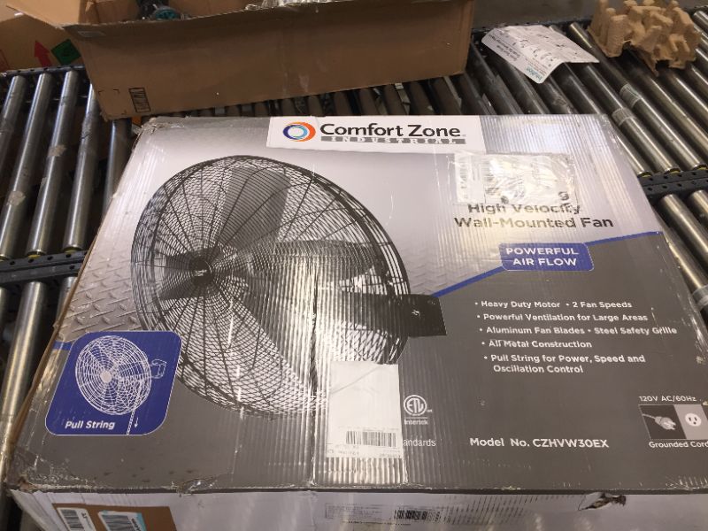 Photo 5 of Comfort Zone High-Velocity Industrial 2-Speed Oscillating Black Wall Fan with Aluminum Blades and Adjustable Tilt – 30"