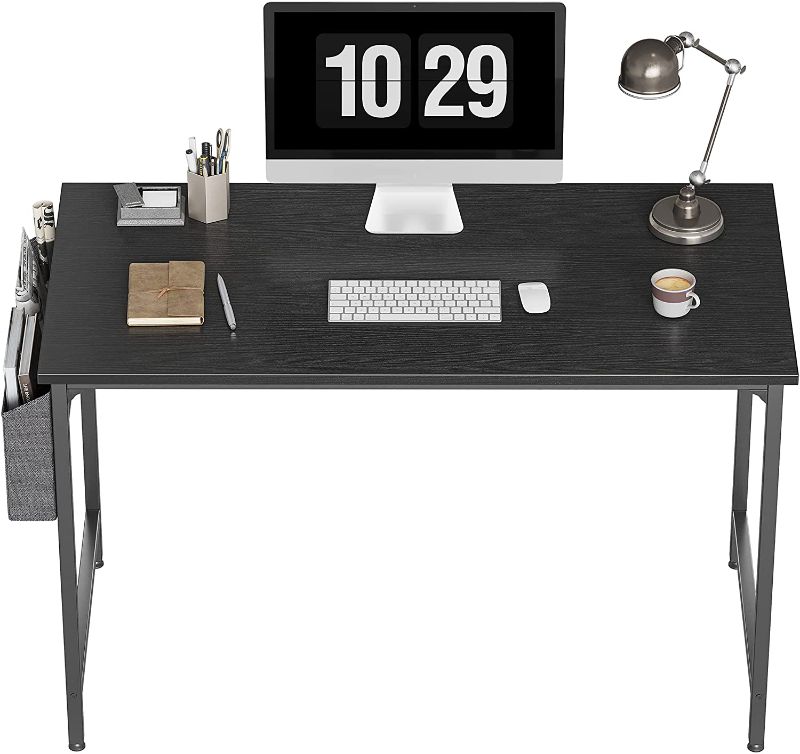 Photo 1 of CubiCubi Computer Desk 47" Study Writing Table for Home Office, Modern Simple Style PC Desk, Black Metal Frame, Black
