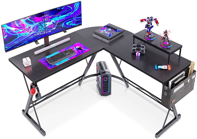 Photo 1 of L Shaped Gaming Desk, Home Office Desk with Round Corner, Computer Desk with Large Monitor Stand Desk Workstation
