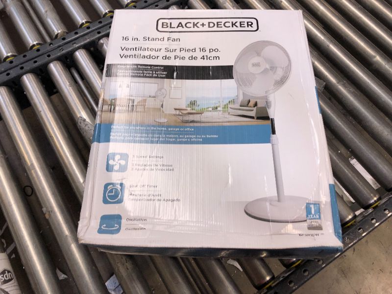 Photo 4 of Black & Decker 16 In. Stand Fan with Remote, White - 16" Diameter - 3 Speed - Durable, Adjustable Height, Tilt Angle, Oscillating, Timer-off Function - 22.8" Height x 17.7" Width x 15.8" Depth - White