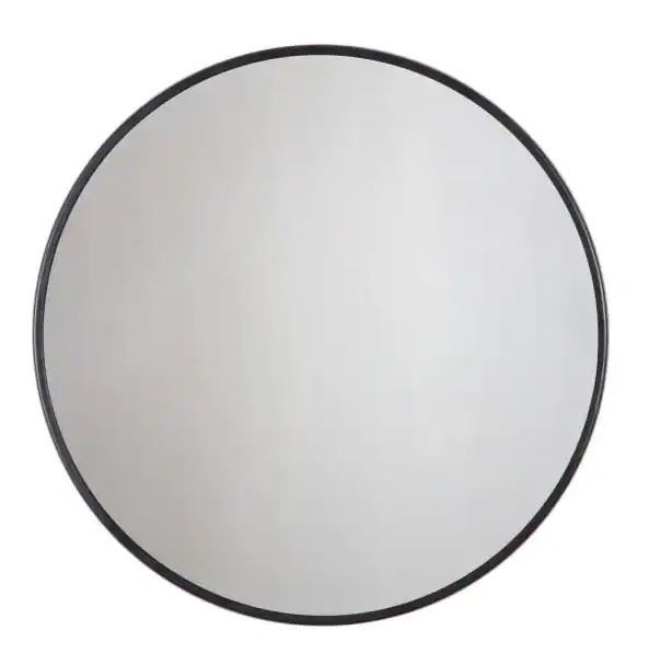 Photo 1 of 30 in. x 30 in. Modern Round Framed Adelina Black Circular Accent Mirror
