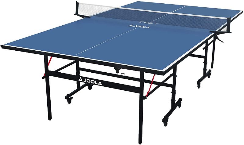 Photo 1 of JOOLA Inside - Professional MDF Indoor Table Tennis Table with Quick Clamp Ping Pong Net and Post Set - 10 Minute Easy Assembly - Ping Pong Table with Single Player Playback Mode
