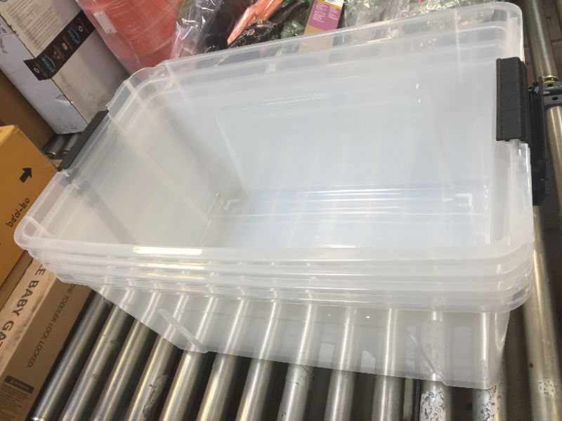 Photo 1 of 4 PACK LARGE PLASTIC STORAGE BINS 