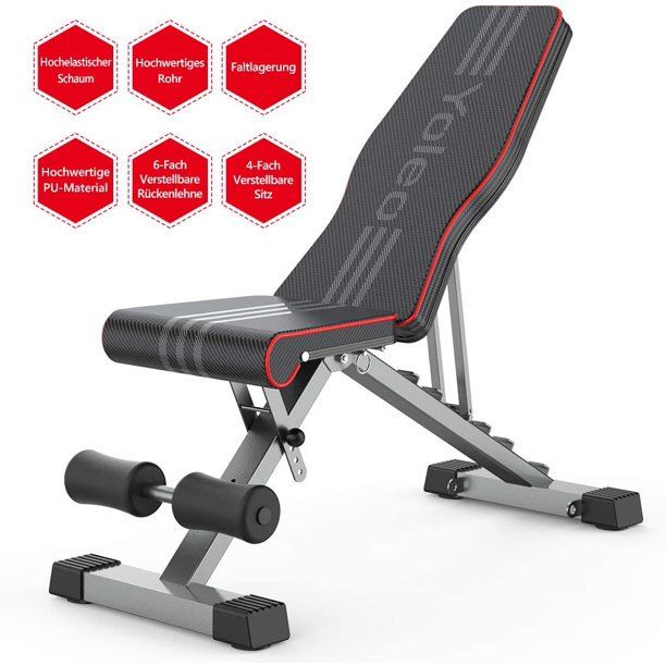 Photo 1 of Adjustable Folding Weight Bench,Foldable Incline Decline Workout Bench Sit Up Bench with Resistance Band,Multifunctional Bench Home Gym Equipment for Full Body Workout