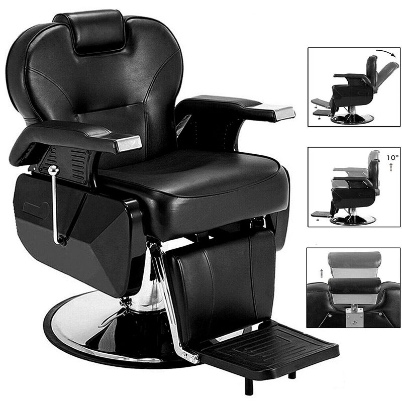Photo 1 of Paddie Barber Chair, Salon Chair for Hair Stylist All Purpose Reclining Hydraulic Heavy Duty Swivel Styling Beauty Salon Barber Equipment, Black
(( DAMAGED PACKAGE ))
** MISSING PARTIAL ACCESORIES & HARDWARE **
