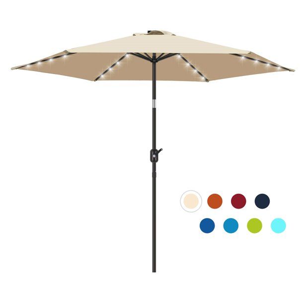 Photo 1 of 7.5 Ft Solar LED Light Patio Umbrella, W/ Easy Tilt, off-White