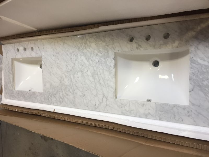 Photo 2 of Altair 69073-CTP-CW Eivissa 73 Inch Stone effects Vanity Top in Calacatta White with White Sink
