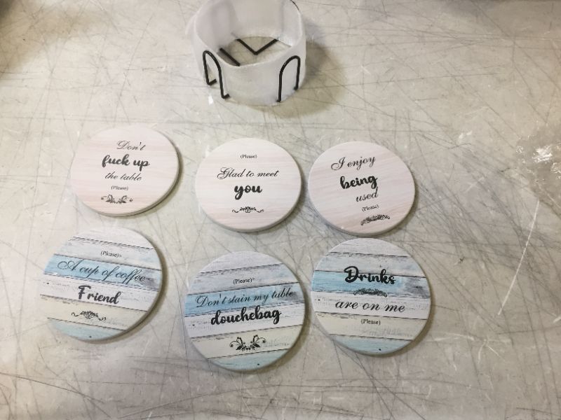 Photo 1 of 6 Pack of Decorative Coasters With Stand