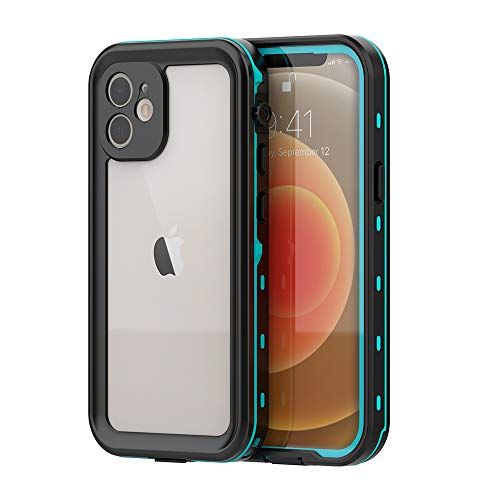 Photo 1 of Nyxozonny Compatible with iPhone 12 Waterproof Case Full Body Bumper Case Waterproof Rugged Protection Case with Built-in Screen Water-Resist Case Cover (Grass Blue)
