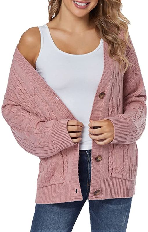 Photo 1 of Fuinloth Women's Cardigan Sweater, Oversized Chunky Knit Button Closure with Pockets---LARGE---

