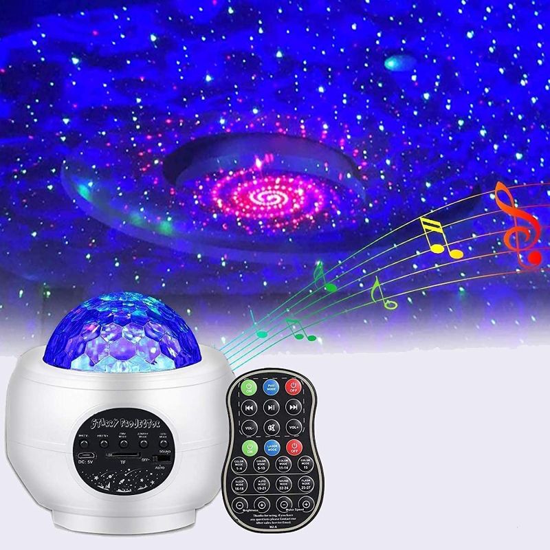 Photo 1 of Star Night Light Projector Bedroom: LED Galaxy Ocean Wave Starry Sky Cool Projection Lamp with Remote Control 10 Colors Changing Music Speaker 