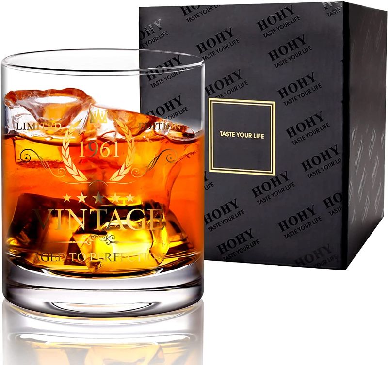Photo 1 of 60th Birthday Bourbon Scotch Glass Gifts for Men-Vintage 1961 12oz Whiskey Glass-