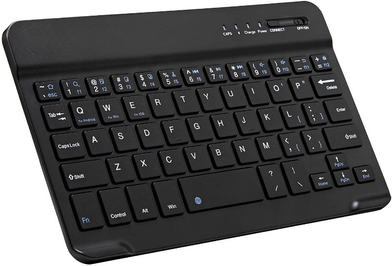 Photo 1 of Ultra-Slim Bluetooth Keyboard Portable Mini Wireless Keyboard Rechargeable for Apple iPad iPhone Samsung Tablet Phone Smartphone iOS Android Windows (7 inch Black)