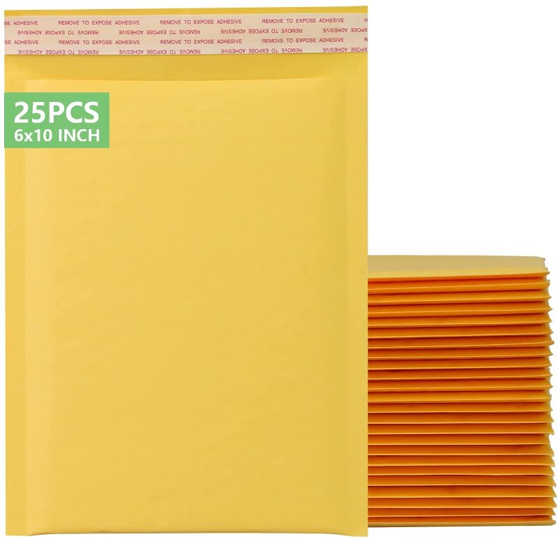 Photo 1 of 6X10 Inch 25Pcs Kraft Bubble Mailers Self-Seal Shipping Bags Padded Envelopes, Packaging Bags Packaging for Small Business, Bulk Shipping & Mailing Supplies, Tear-Proof Postal Bags
