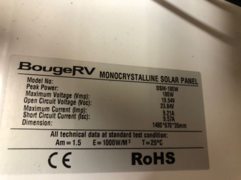 Photo 6 of BougeRV 180 W Solar Panel Monocrystalline Solar Cell Charger High Efficiency Module for RV Marine Boat off Grid

