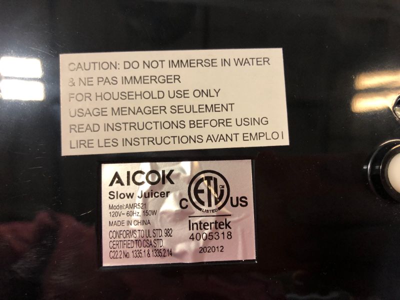 Photo 5 of Aicok Slow Juicer, Slow Masticating Juicer Extractor Easy to Clean, Cold Press Juicer with Brush, Juicer with Quiet Motor & Reverse Function, for High Nutrient Fruit & Vegetable Juice
