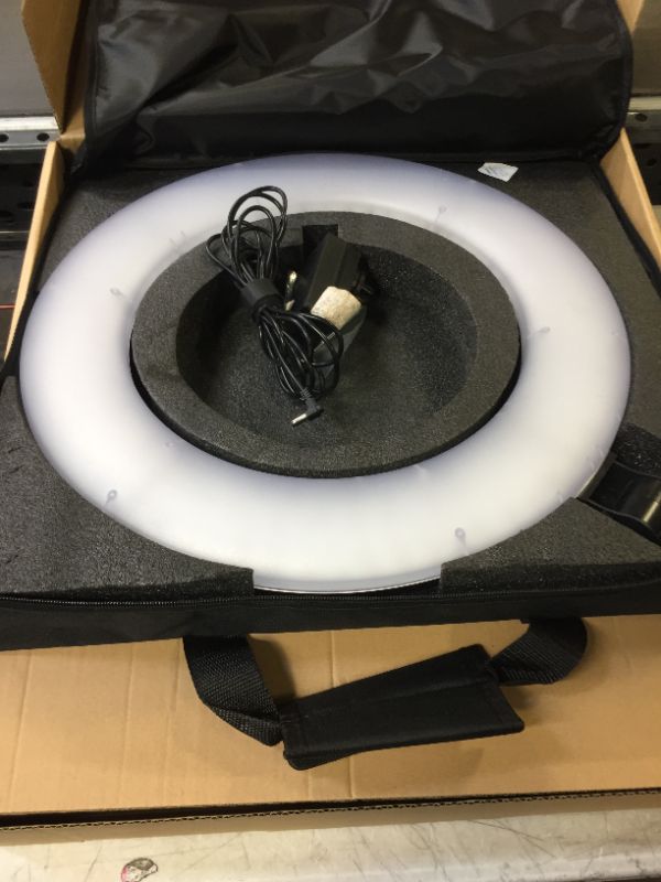 Photo 2 of Weeylite WE-10 Dimmable 18'' RGB LED Ring Light with 17 Lighting Effects--MISSING BATTERIES---COULD NOT TEST---
