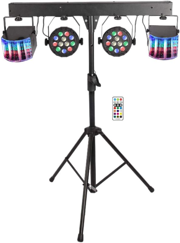 Photo 1 of Yuusei LED DJ Lighting Set, RGB Party Bar Package Sound Activated Stage Lighting System, DMX & Remote Control, Portable Gig Bars Lighting Kit with Stand and Bag

