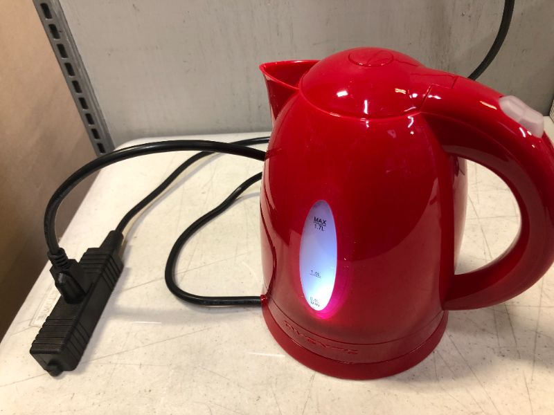 Photo 2 of Ovente Electric Kettle 1.7 Liter Hot Water Boiler LED Light, 1100 Watt BPA-Free Portable Tea Maker Fast Heating Element with Auto Shut-Off and Boil Dry Protection, Brew Coffee & Beverage, Red KP72R
