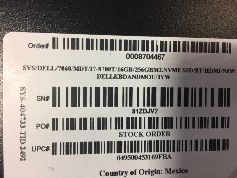 Photo 9 of (Renewed)  Refurbished Dell Optiplex 7060 Micro MFF Desktop PC Intel i7-8700T 6-Cores 2.40GHz 16GB DDR4 New 256GB M.2 NVMe SSD WiFi BT HDMI New Dell KB & Mouse Windows 10 Pro
