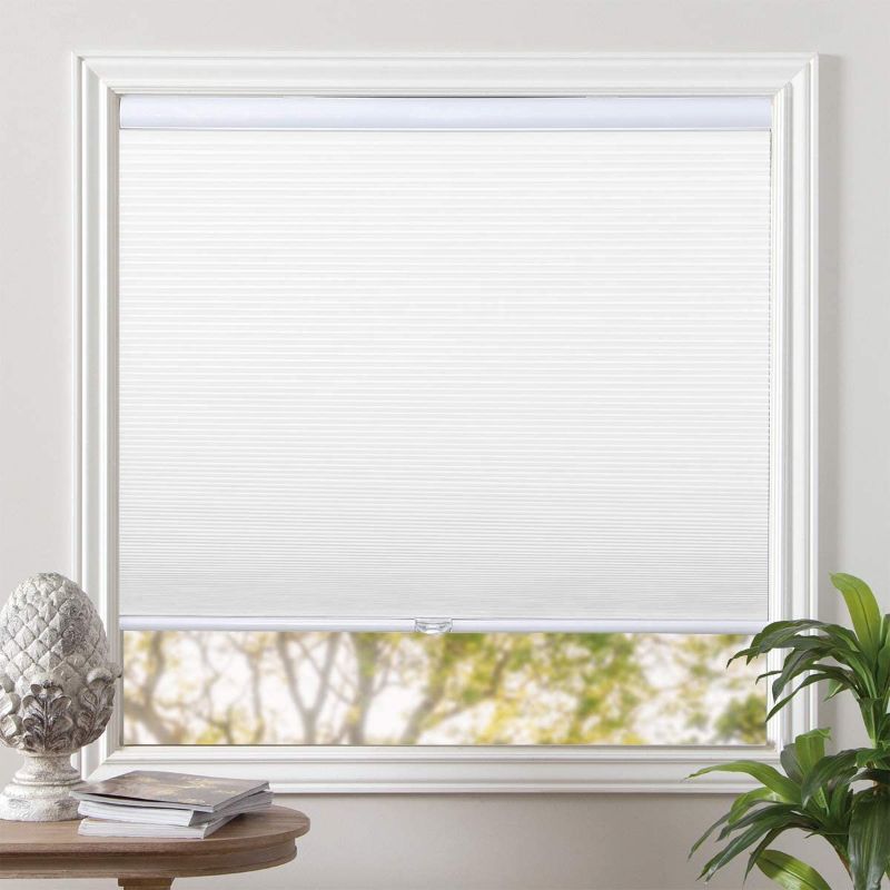 Photo 1 of Blackout Shades Cordless Blinds Cellular Fabric Blinds Honeycomb Door Window Shades 24x64, White-White
