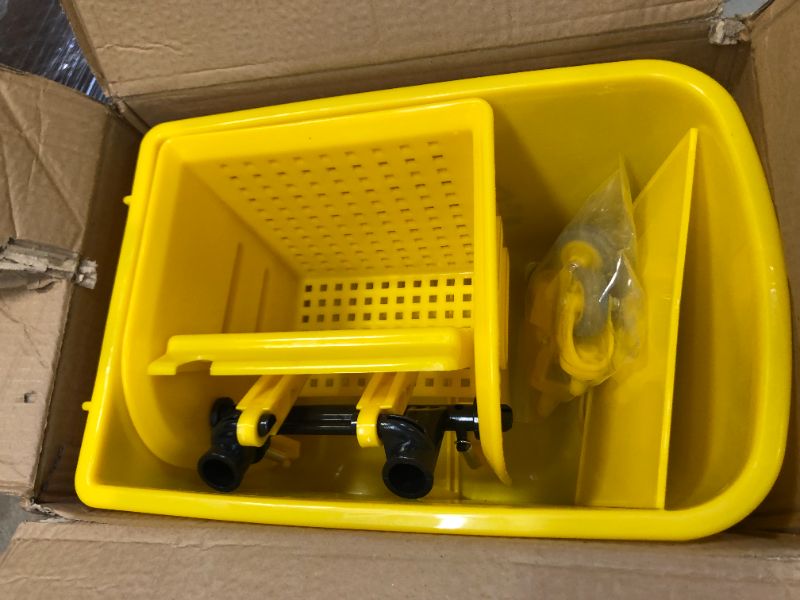 Photo 2 of Amazon Basics Commercial Side Press Drainer Bucket Assembly with Wheels - 35 Quart, Yellow
