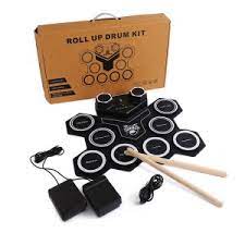 Photo 1 of G6008 Headphone Jack Design Roll Up Electronic Drum Set Built-in Speaker Drum - Black
