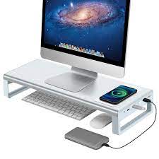 Photo 1 of VAYDEER Monitor Riser Stand with Wireless Charger and USB3.0 Hub Support Data Transfer and Extra Storage Steel Desk Organizer for Laptop up to 27" 66lbs
