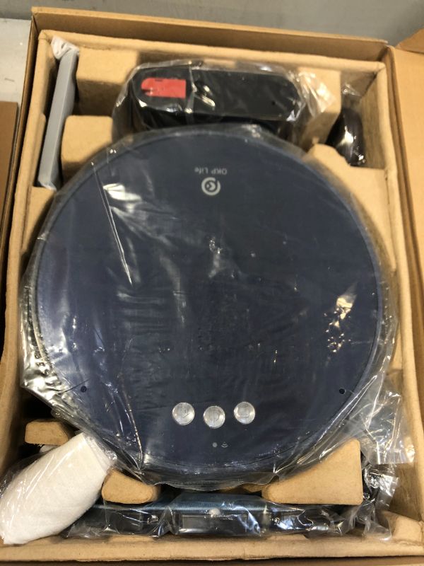 Photo 2 of OKP Robot Vacuum Cleaner, 2000Pa Super Suction, Two-Layer Dust Box Design, Self-Charging, Quiet Cleaning for Pet Hair, Blue
