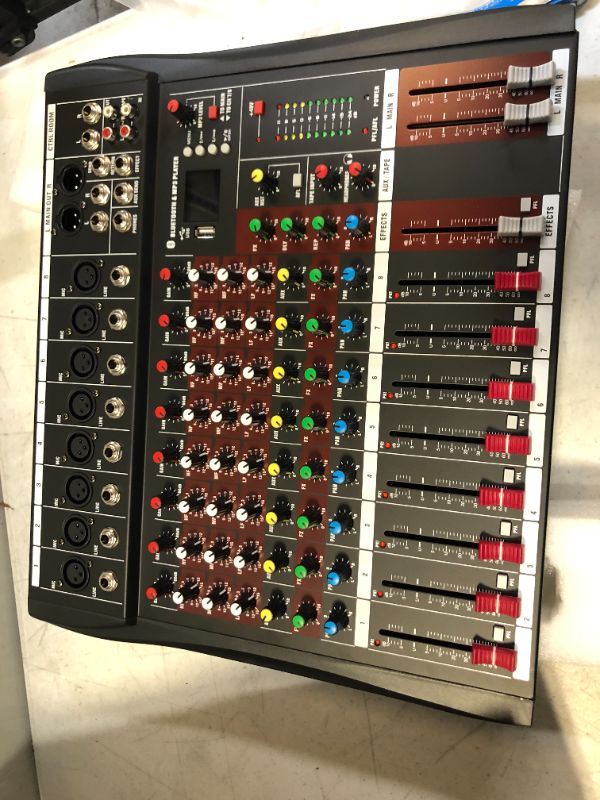 Photo 2 of Professional 8 Channel Sound Board Console Desktop System Interface Computer USB MP3 Input 48V Phantom Power Stereo DJ Studio FX Steel Chassis Black