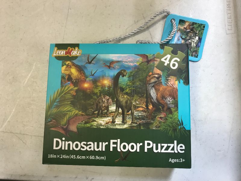 Photo 2 of LeonMake Dinosaur Puzzle for Kids Toys: 46 Piece Big Floor Puzzle for 3-8 Year Old Boys & Girls | Fluorescent Jigsaw Puzzles as Christmas Birthday Gift for Toddler | 18 x 24 inch
