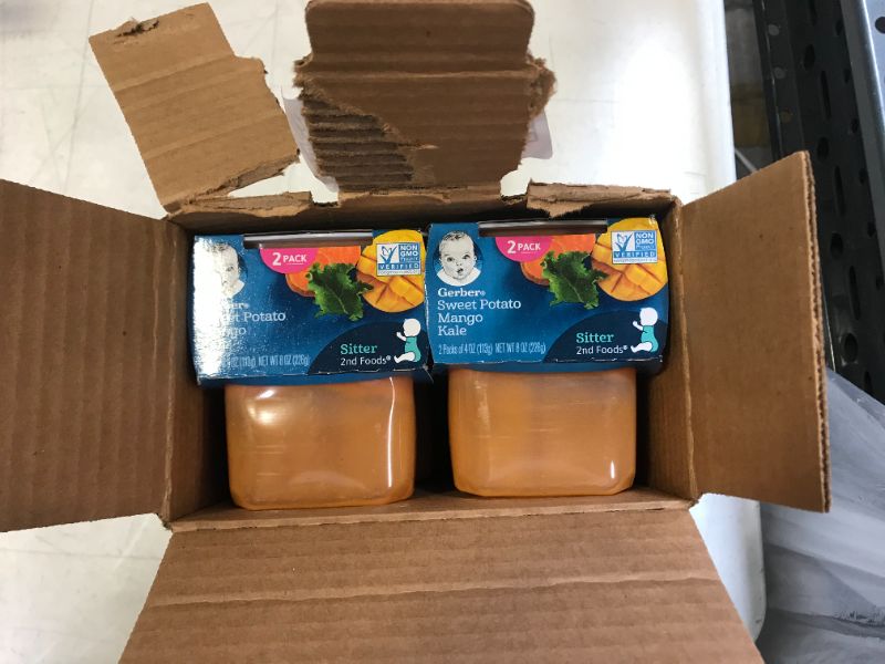 Photo 1 of (Pack of 2) Gerber 2nd Foods Sweet Potato Mango Kale Baby Food, 4 oz Tubs 8 pack 