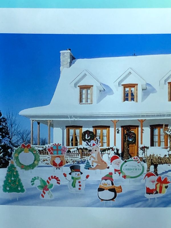 Photo 1 of  9 PCS CHRISTMAS YARD SIGNS WITH STAKES, KALORY WINTER OUTDOOR LAWN SIGNS