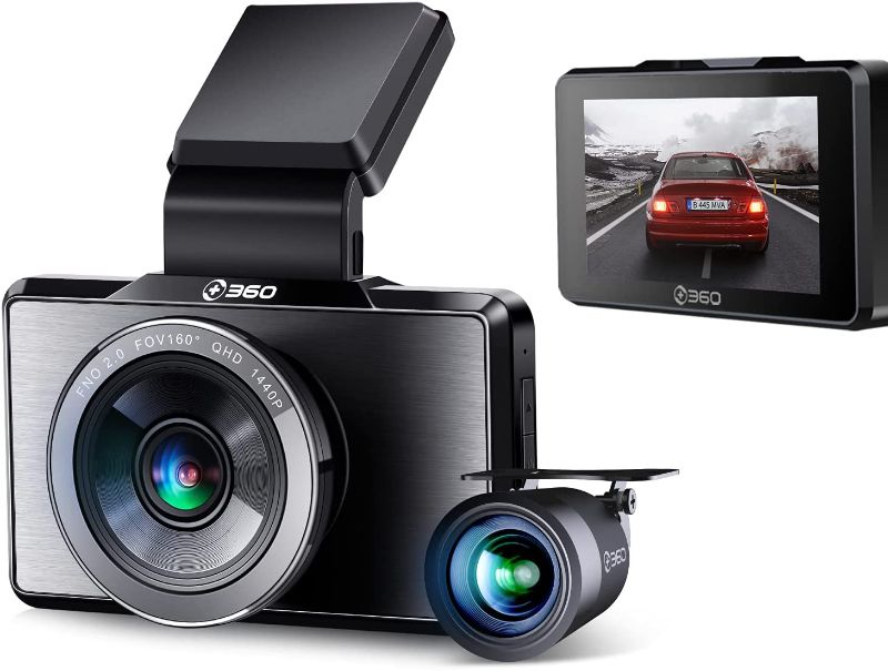 Photo 1 of 360 G500H Dash Cam Front and Rear,160° Wide Angle, Color Night Vision, Premium Front 2K FHD Rear 1080P Dual Camera, 24hr Motion Detection Parking Mode, Loop Recording, G-Sensor-Black
