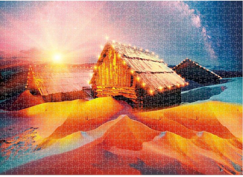 Photo 1 of 1000 Pieces Paper Puzzles for Adults Jigsaw Puzzles Intellectual Game Learning Education Decompression Toys - Aurora Lodge (27.5 x 19.7 inches)
