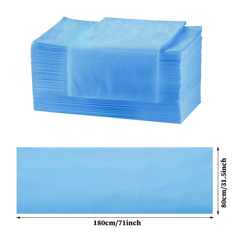 Photo 1 of 30 Pieces Disposable Bed Sheets Massage Table Sheets Sets Disposable Massage Table Cover Waterproof Non Woven Fabric Bed Cover for Massage Lash Bed Cover Salon Table (Blue,31" x 70")
