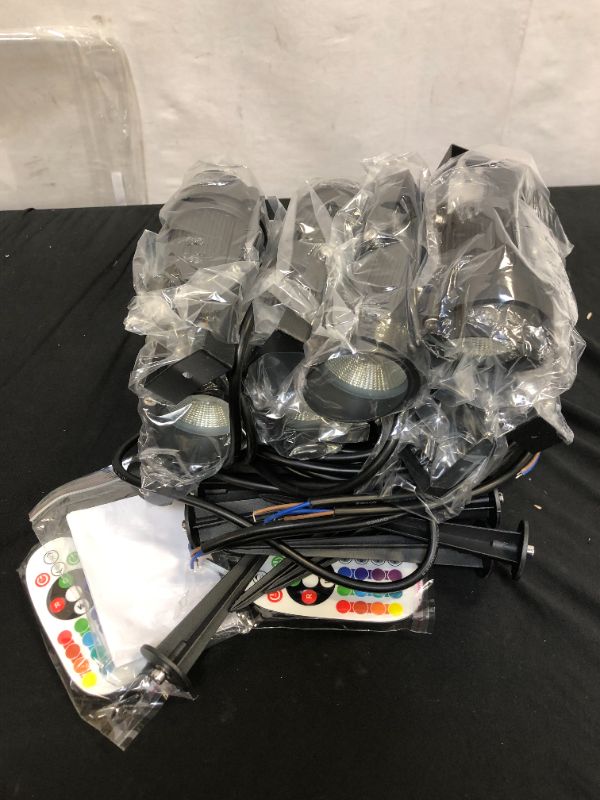 Photo 6 of --new brand open for photo---Junview RGB Color Changing Landscape Lights with Connectors 12V-24V 8W Low Voltage Remote Control RGB LED Landscape Lighting IP66 Waterproof Yard Garden Outdoor Spotlights (10Pack with Connectors)
