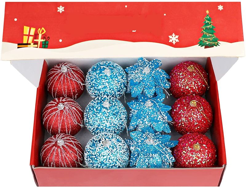 Photo 1 of --brand new--HWXMAQ 80mm/3.15" Christmas Decorations --Christmas Ball Ornaments Hanging Christmas Ornaments Baubles Set for Xmas Tree -12 Counts ?4Colors?
