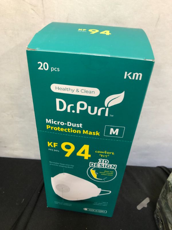 Photo 2 of [20 Pack] Dr.Puri New Micro-Dust Protection Face Premium Mask (KF94) White Medium
