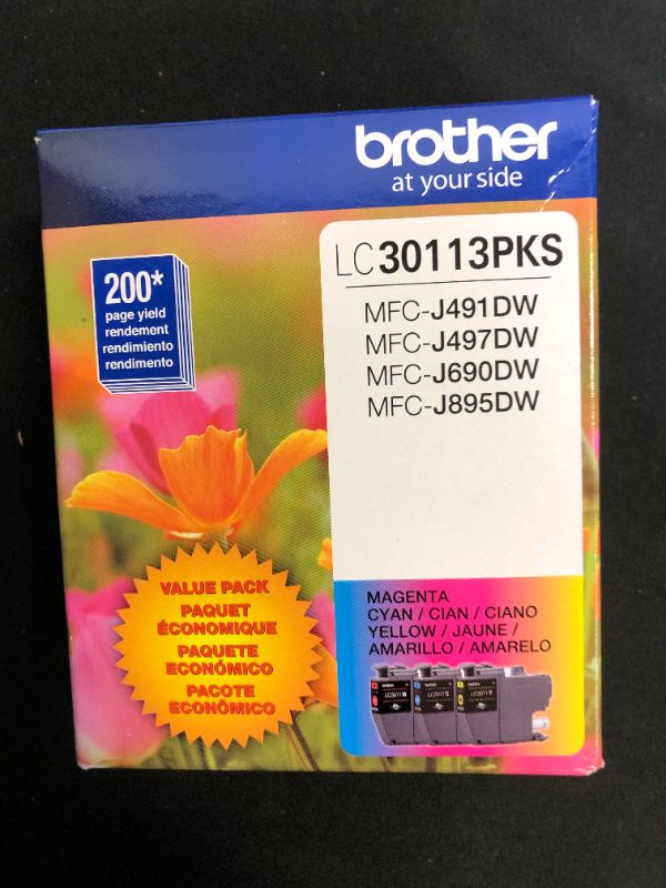 Photo 1 of Brother LC3011 Cyan/Magenta/Yellow Standard Yield Ink Cartridge, 3/Pack