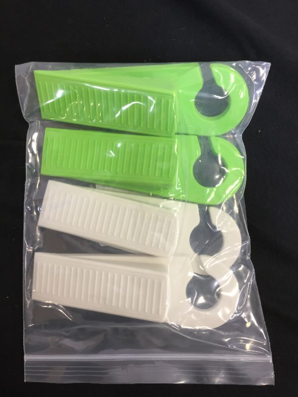Photo 2 of 4 PCS Door Stop Wedges. Rubber Door stoppers with Hooks are Easy to Store. The Design of Door Stops is Simple and Modern.They are Suitable for All Floors. (Green,White)
