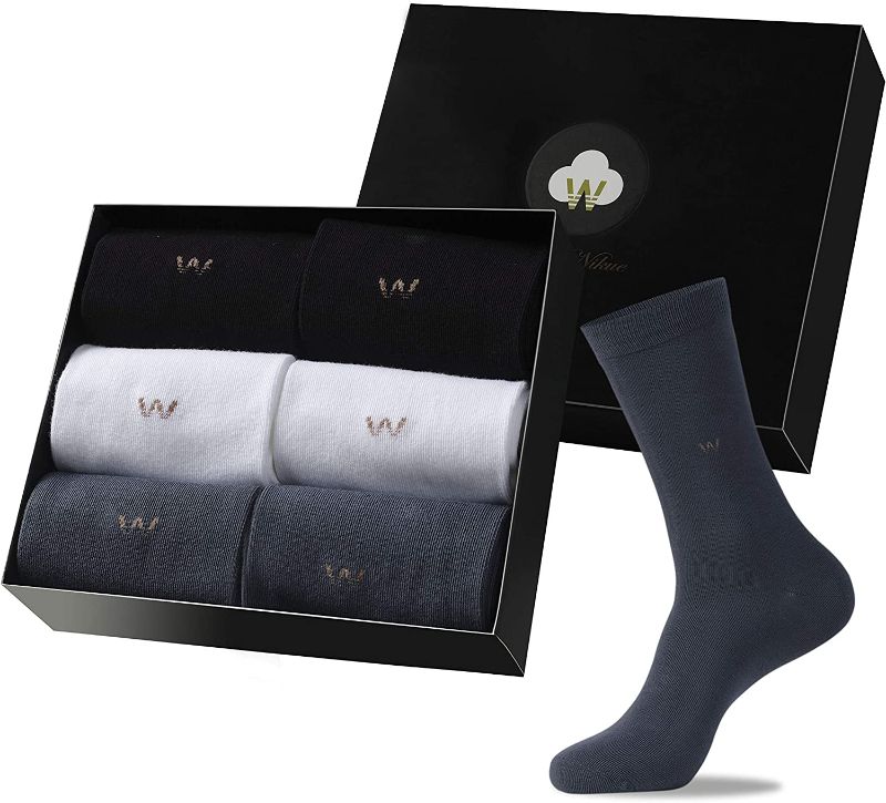 Photo 1 of Waynikue mens crew socks all season cotton dress socks assorted colors pack of 6 XL
