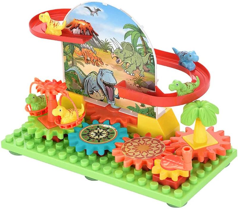 Photo 1 of Dinosaur Park Dinosaurs Run Building Blocks Gear Toys Dinosaur Toys Race Tracks for Child Car Adventure Toys for 3 4 5 6 7 8 Year Old Boys Girls
