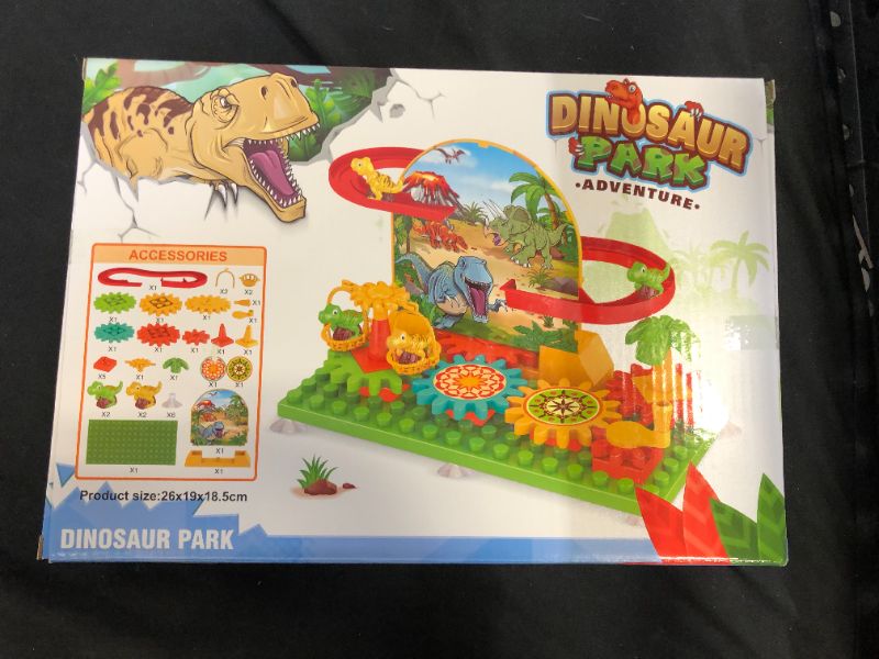 Photo 2 of Dinosaur Park Dinosaurs Run Building Blocks Gear Toys Dinosaur Toys Race Tracks for Child Car Adventure Toys for 3 4 5 6 7 8 Year Old Boys Girls
