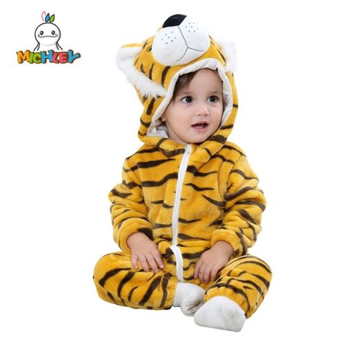 Photo 1 of MICHLEY Unisex Baby Animal Costume Winter Autumn Flannel Hooded Romper Cosplay Jumpsuit 
4T 