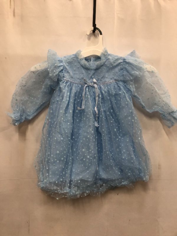 Photo 1 of GIRLS SIZE 4T BLUE LONG SLEEVE SHEER DRESS