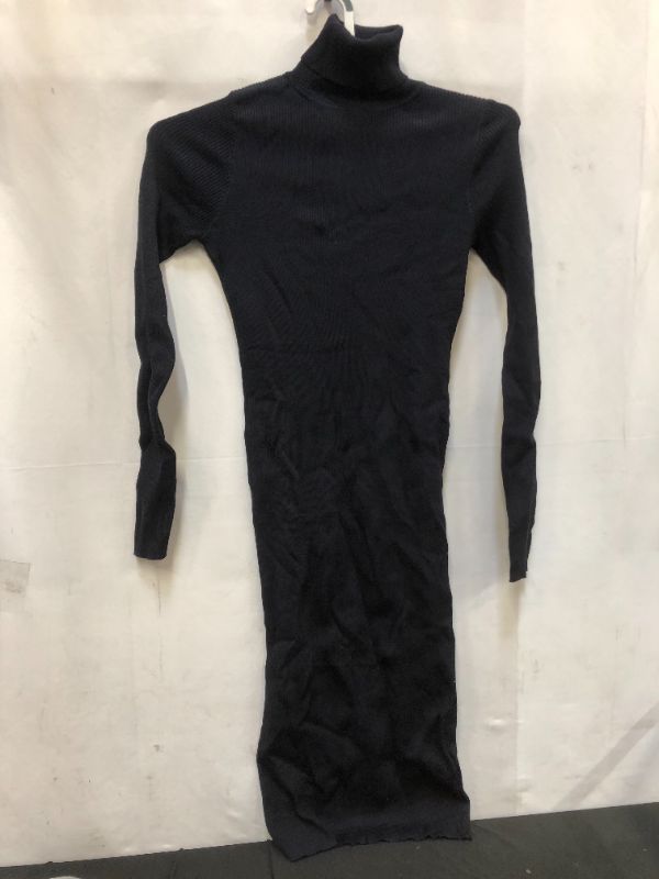 Photo 1 of WOMEN'S LARGE LONG LENGTH NAVY BLUE DRESS THERMAL TURTLE NECK LONG SLEEVE TIGHT FIT