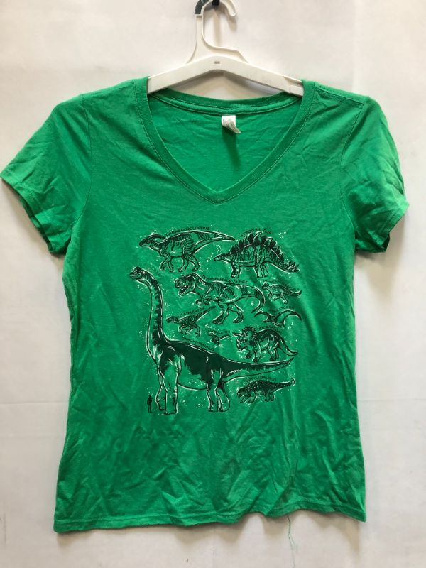 Photo 1 of WOMEN'S LARGE DINOSAUR GRAPHIC V NECK SHORT SLEEVE SHIRT