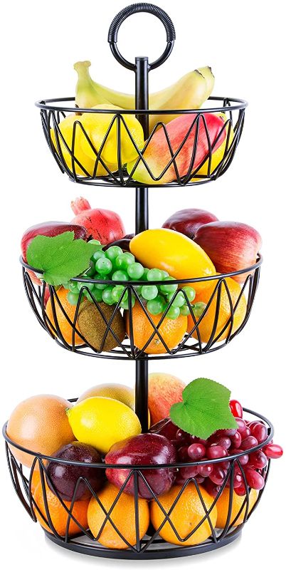 Photo 1 of Fruit Basket - ESEOE 3 Tier Fruit Baskets for Kitchen Fruits Bowl Storage for Countertop Banana Holder Stand Metal Vegetables Hanging Baskets
